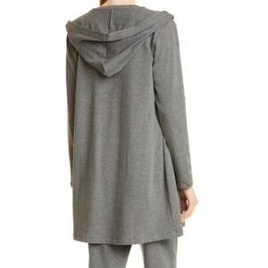 Eileen Fisher Moon Hooded Jacket Organic Cotton Open Front Cardigan Boxy Fit